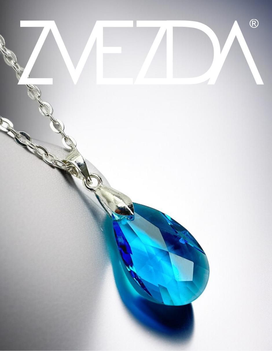 Aretes y collar de gota Élan de plata p 925 cristal 2