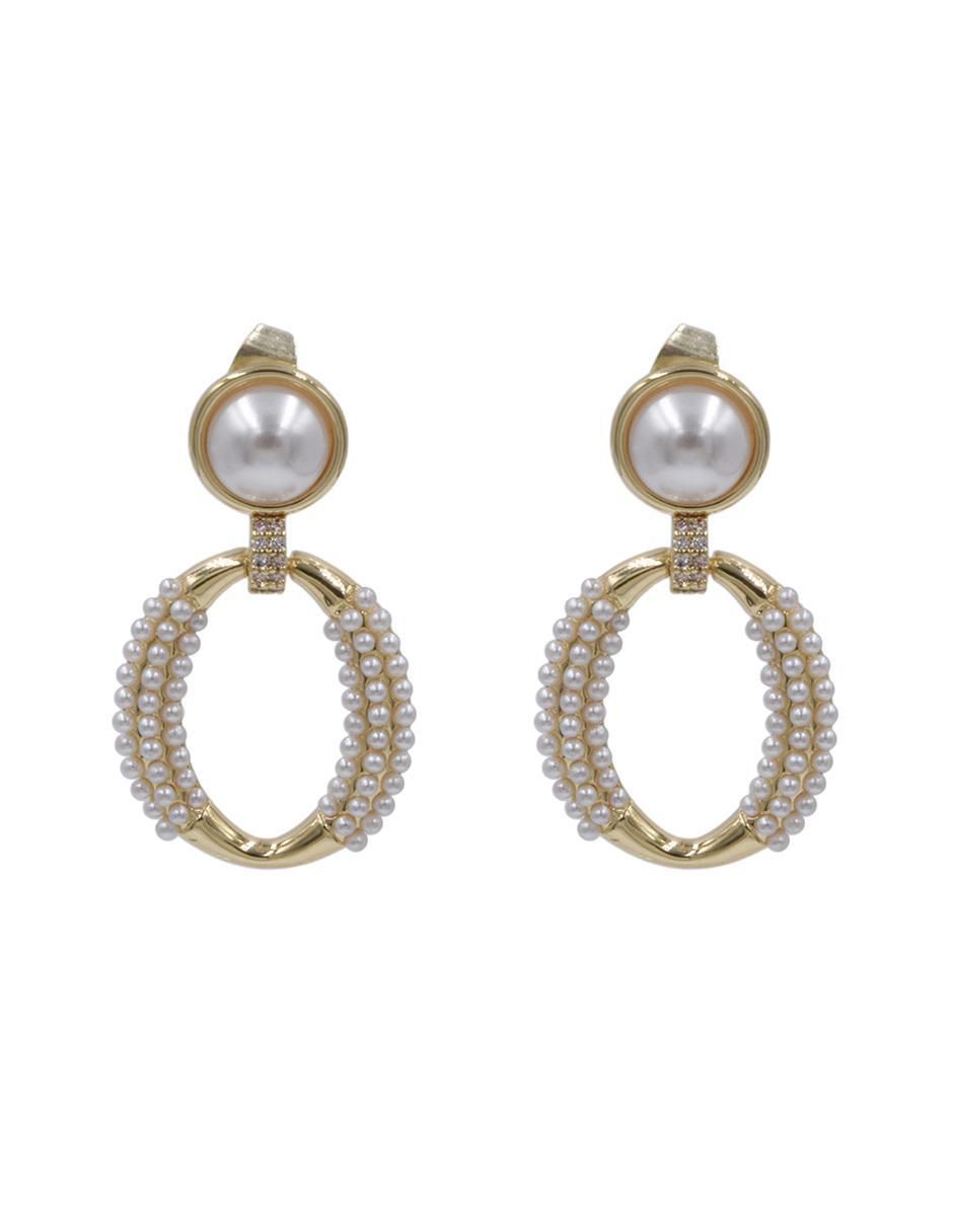 Aretes ovalados con acabado chapa de oro perla 2