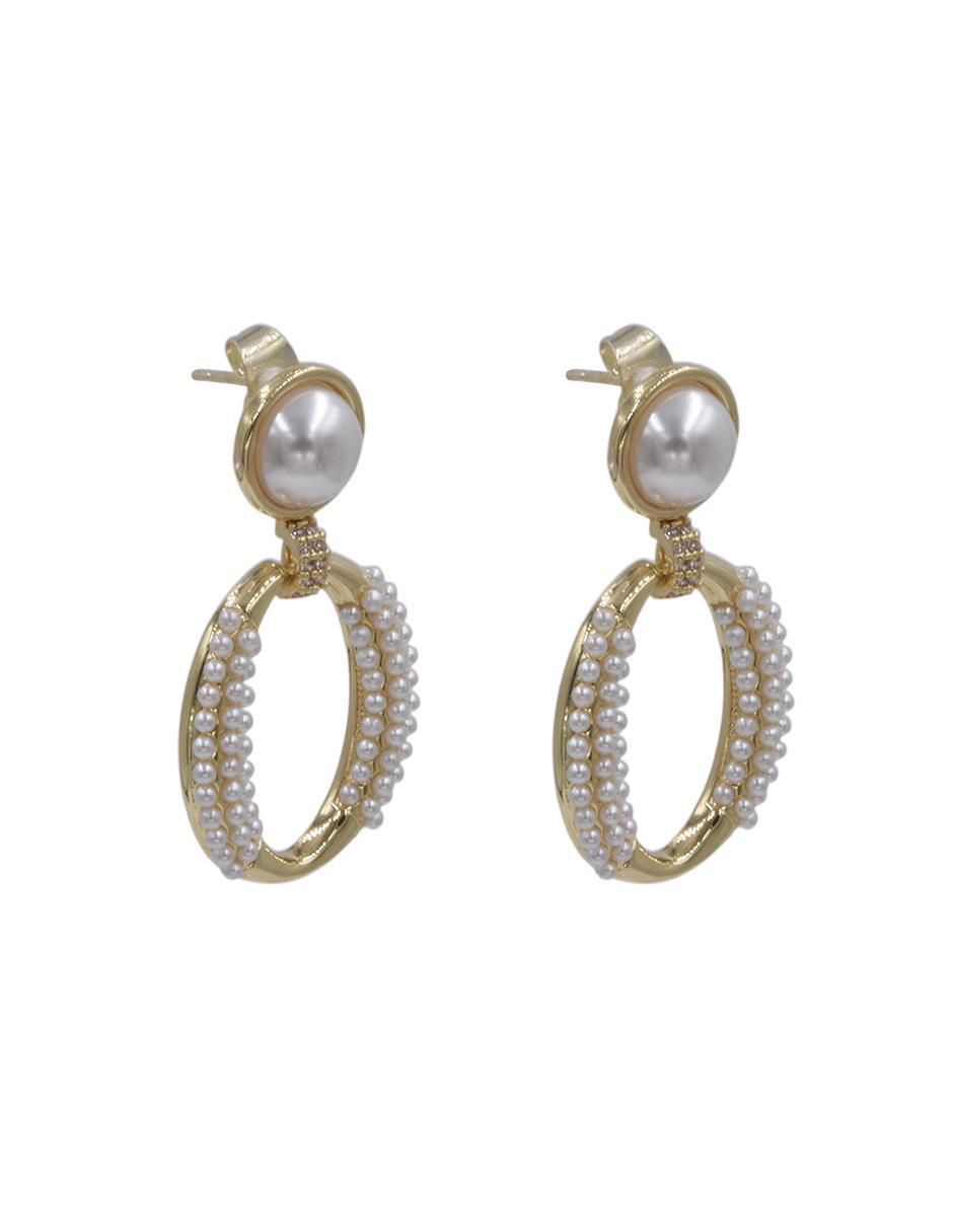 Aretes ovalados con acabado chapa de oro perla 3