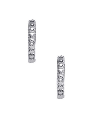 Aretes circulares Metales Corazón Flat con acabado baño de rodio