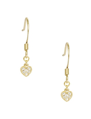 Aretes de corazón Charms Pavé con acabado pavé cristal