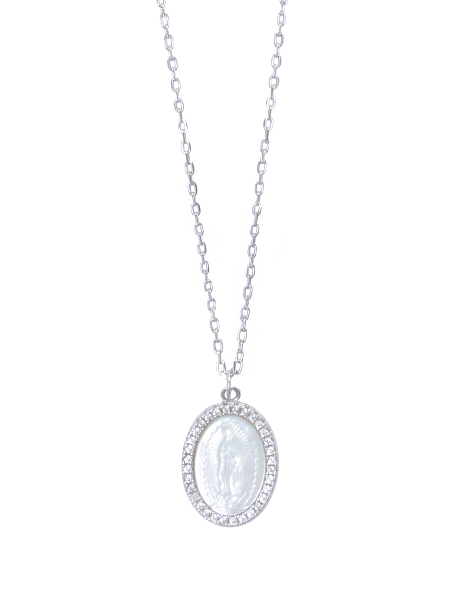 Medalla y cadena de ovalado virgen mop .925 de plata p 925 1