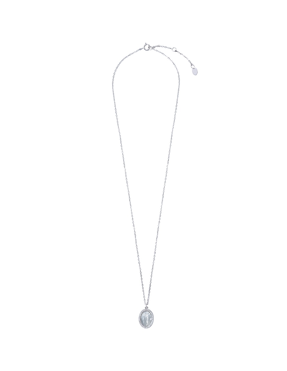 Medalla y cadena de ovalado virgen mop .925 de plata p 925 Medalla y cadena de ovalado virgen mop .925 de plata p 925