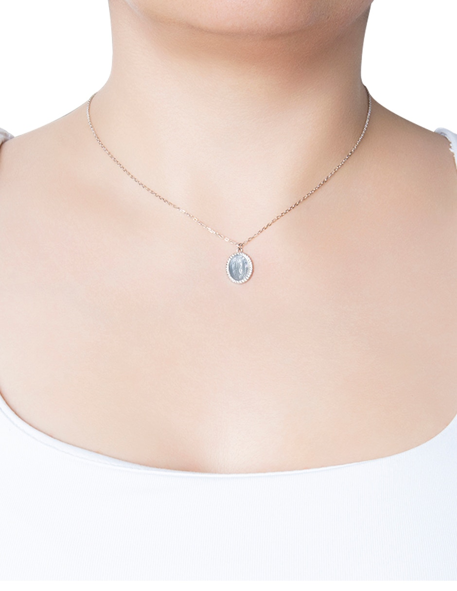 Medalla y cadena de ovalado virgen mop .925 de plata p 925 3
