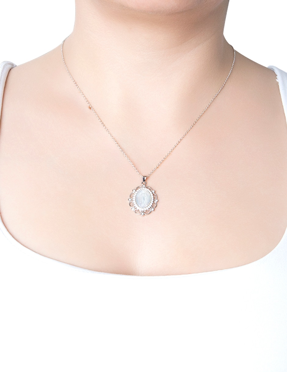 Collar con dije de ovalado Artre Virgen Mop .925 de plata P 925 Collar con dije de ovalado Artre Virgen Mop .925 de plata P 925