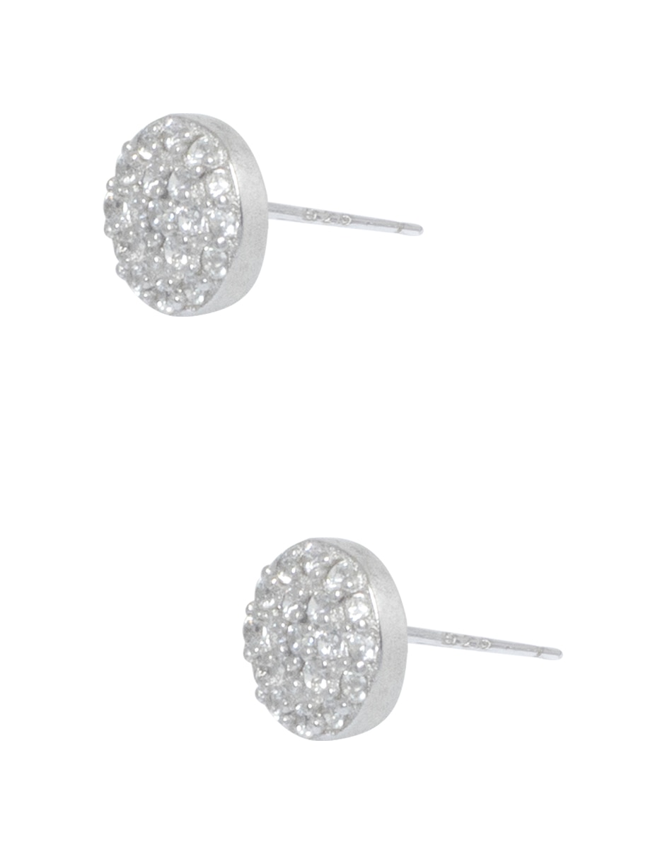 Aretes cortos de plata P 925 con acabado pavé cristal 2