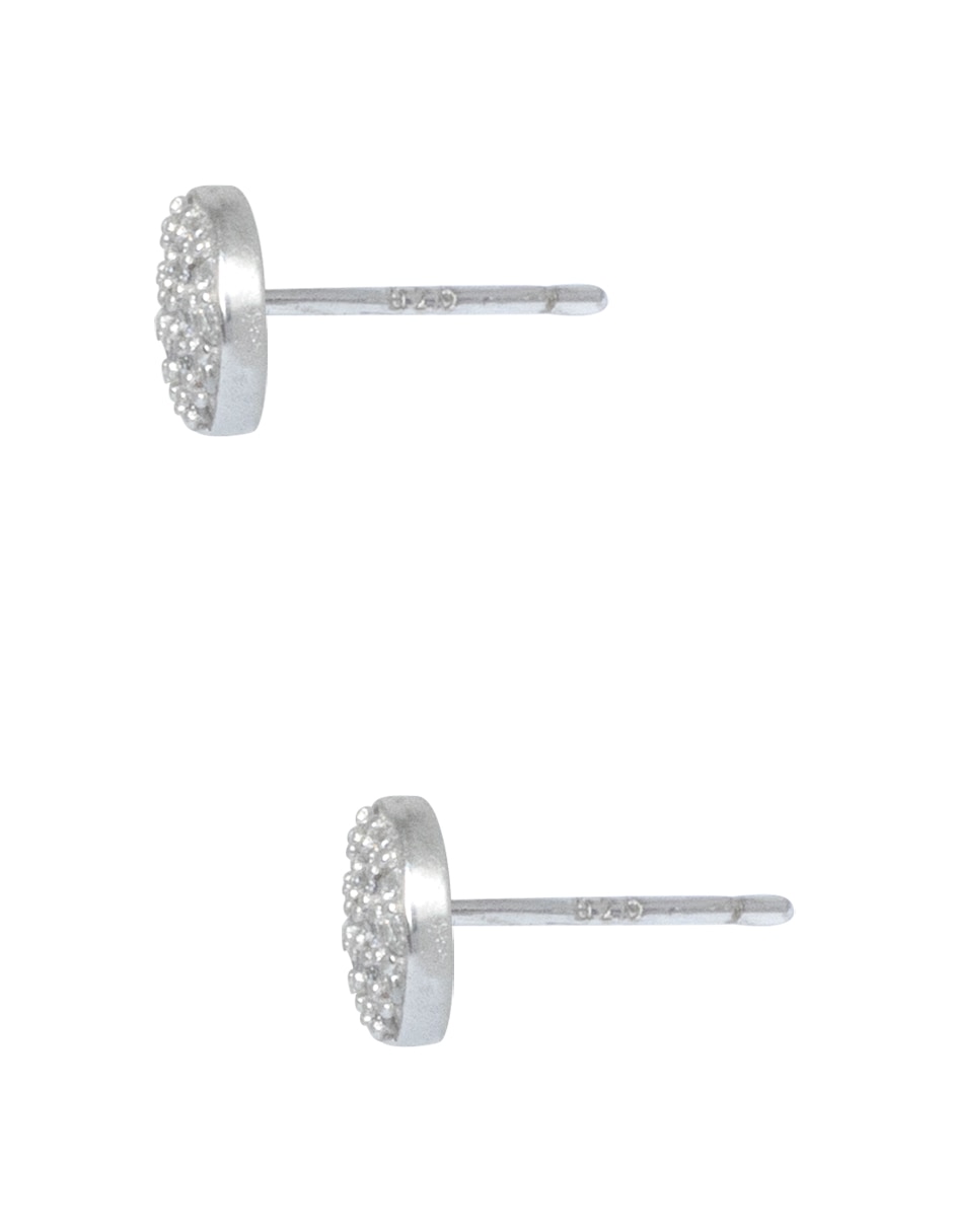 Aretes cortos de plata P 925 con acabado pavé cristal 3