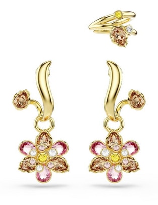 Set de aretes de flor con acabado brillante