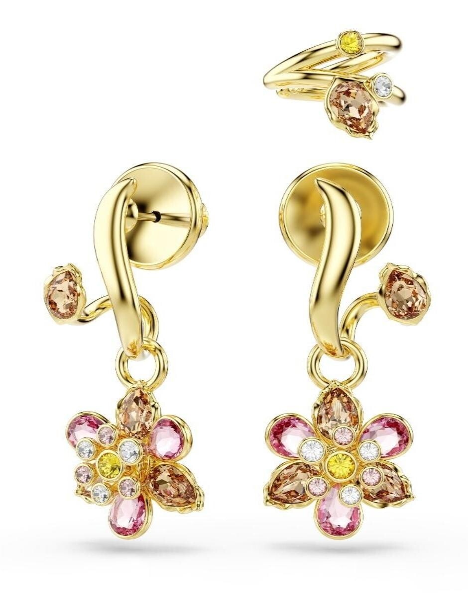 Set de aretes de flor con acabado brillante 4