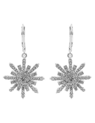 Aretes de copo de nieve con acabado plateado 1