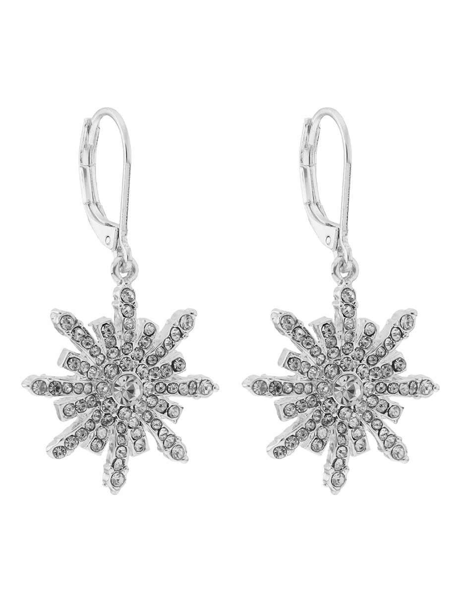 Aretes de copo de nieve con acabado plateado Aretes de copo de nieve con acabado plateado