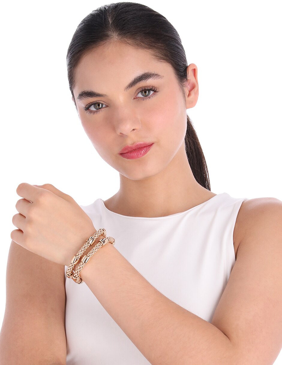 Multi-pulsera Gold Textures acabado brillante 3