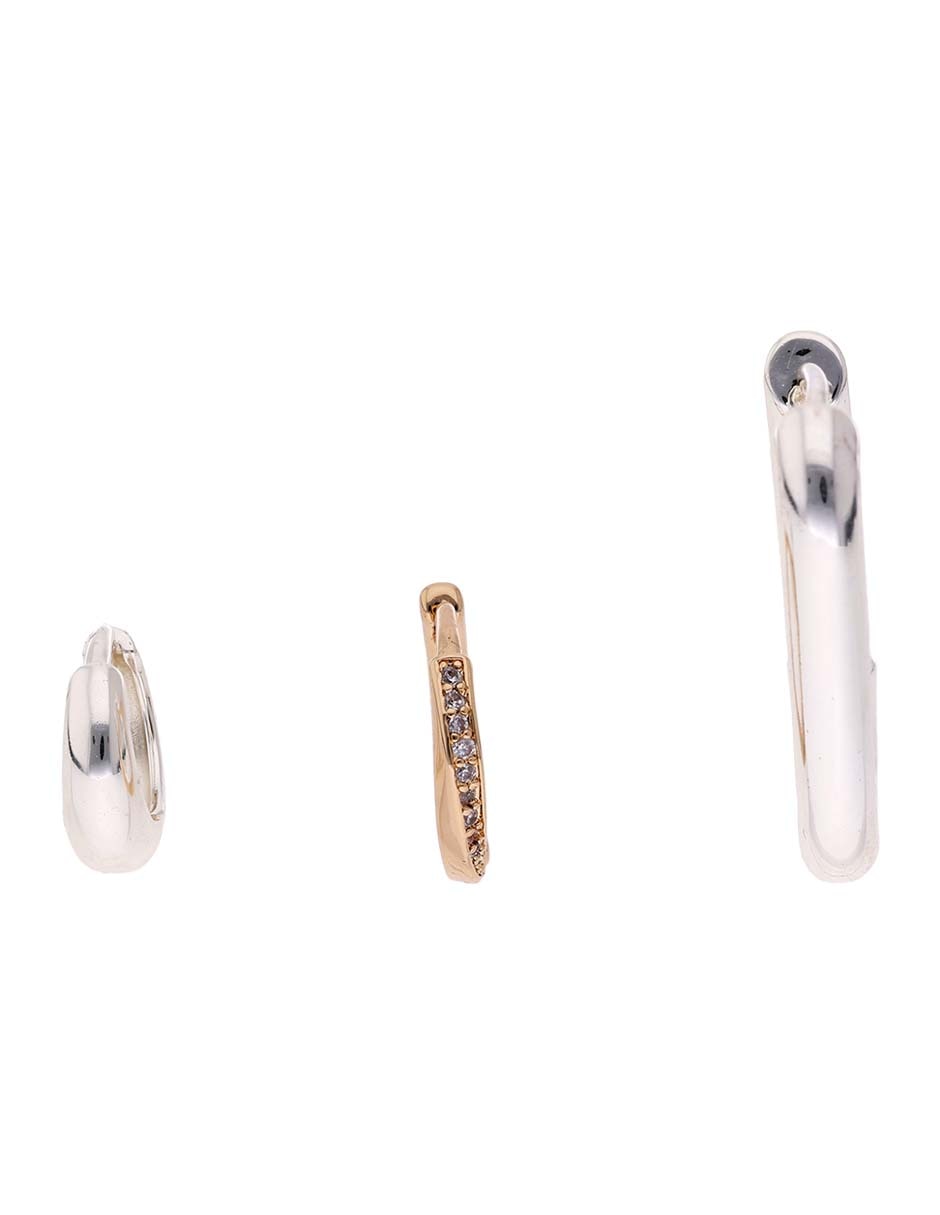 Set de aretes con acabado brillante cristal