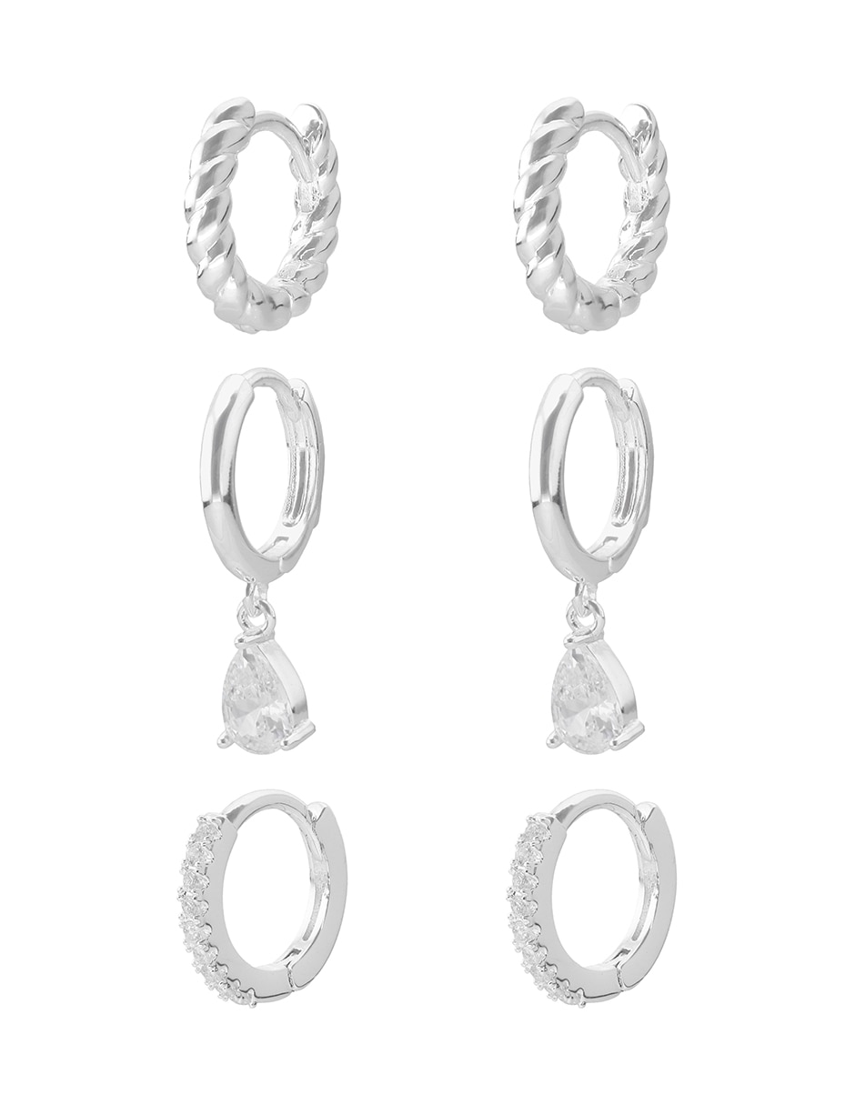 Set de aretes con acabado texturizado cristal 2