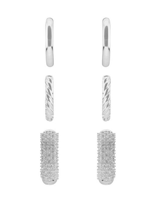 Set de aretes Anne Klein con acabado texturizado cristal