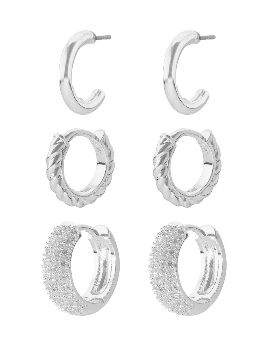 Set de aretes Anne Klein con acabado texturizado cristal