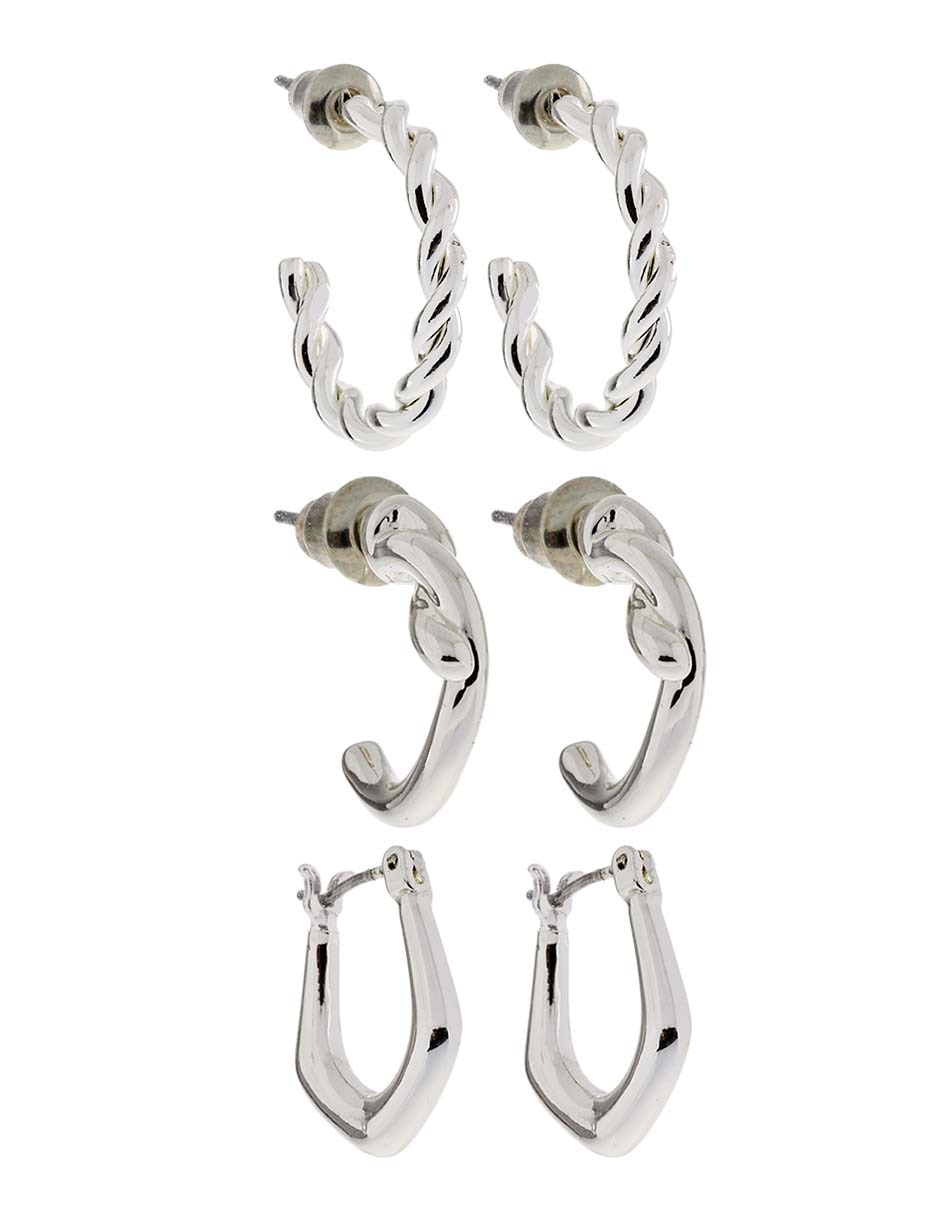 Set de aretes con acabado texturizado cristal 2