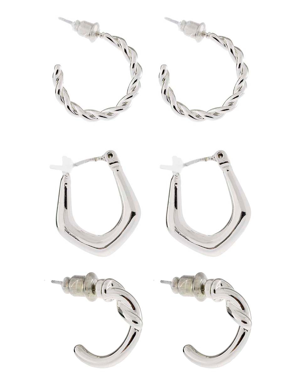 Set de aretes con acabado texturizado cristal 3