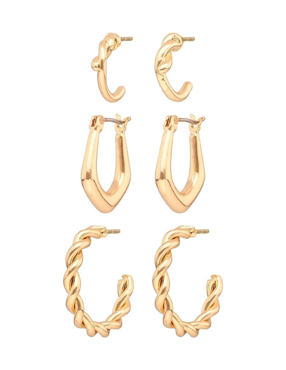 Set de aretes con acabado texturizado cristal 2