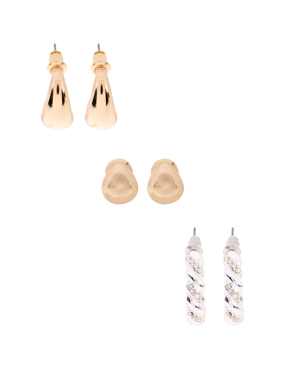 Set de aretes con acabado brillante cristal