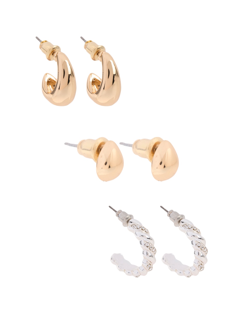 Set de aretes con acabado brillante cristal 2
