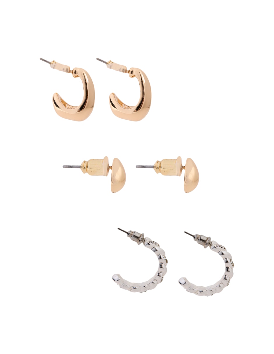 Set de aretes con acabado brillante cristal 3