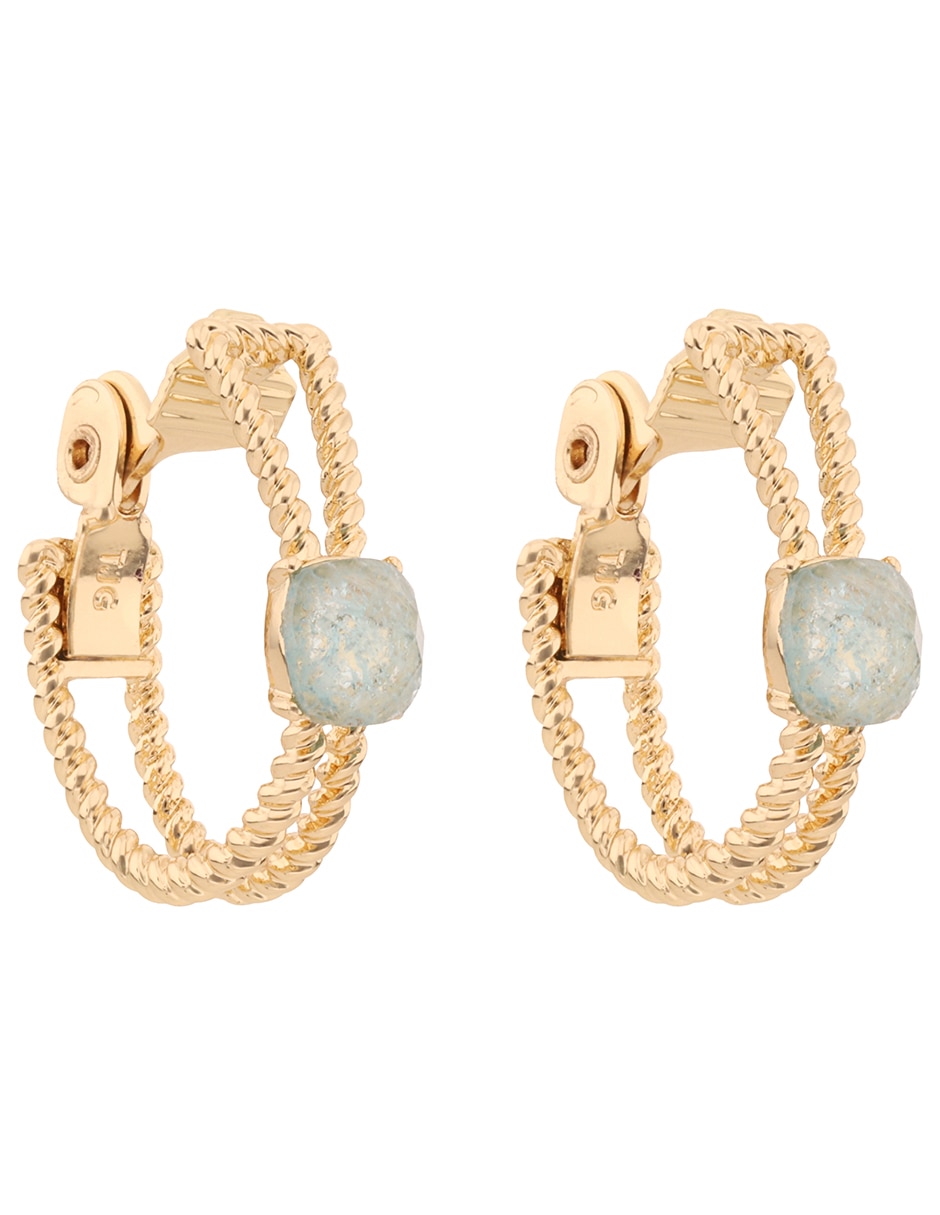 Aretes de aro con acabado pavé cristal 2