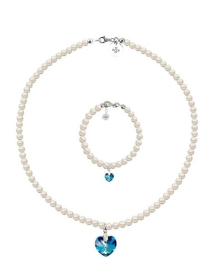 Collar y pulsera de corazón Éclair de plata p 925 cristal