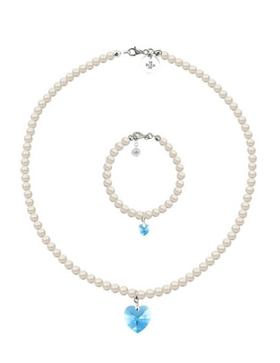 Collar y pulsera de corazón Éclair de plata p 925 cristal