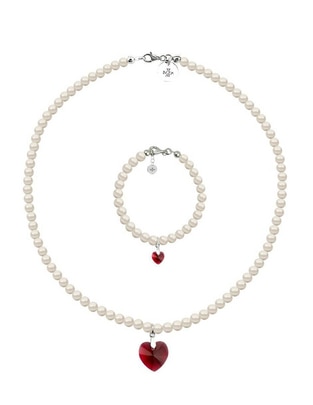 Collar y pulsera de corazón Éclair de plata p 925 cristal