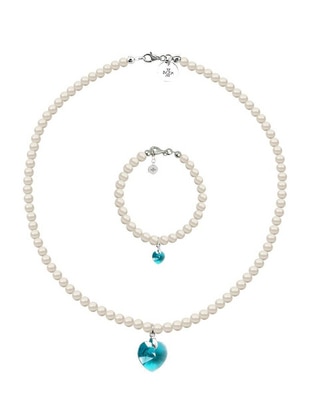 Collar y pulsera de corazón Éclair de plata p 925 cristal
