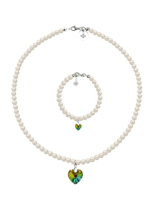 Collar y pulsera de corazón Éclair de plata p 925 cristal