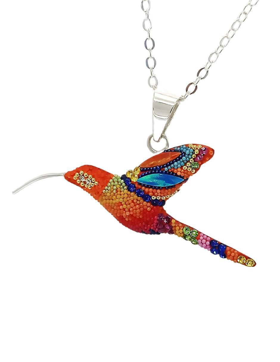 Aretes y collar de colibrí Élan de plata P925 cristal 2