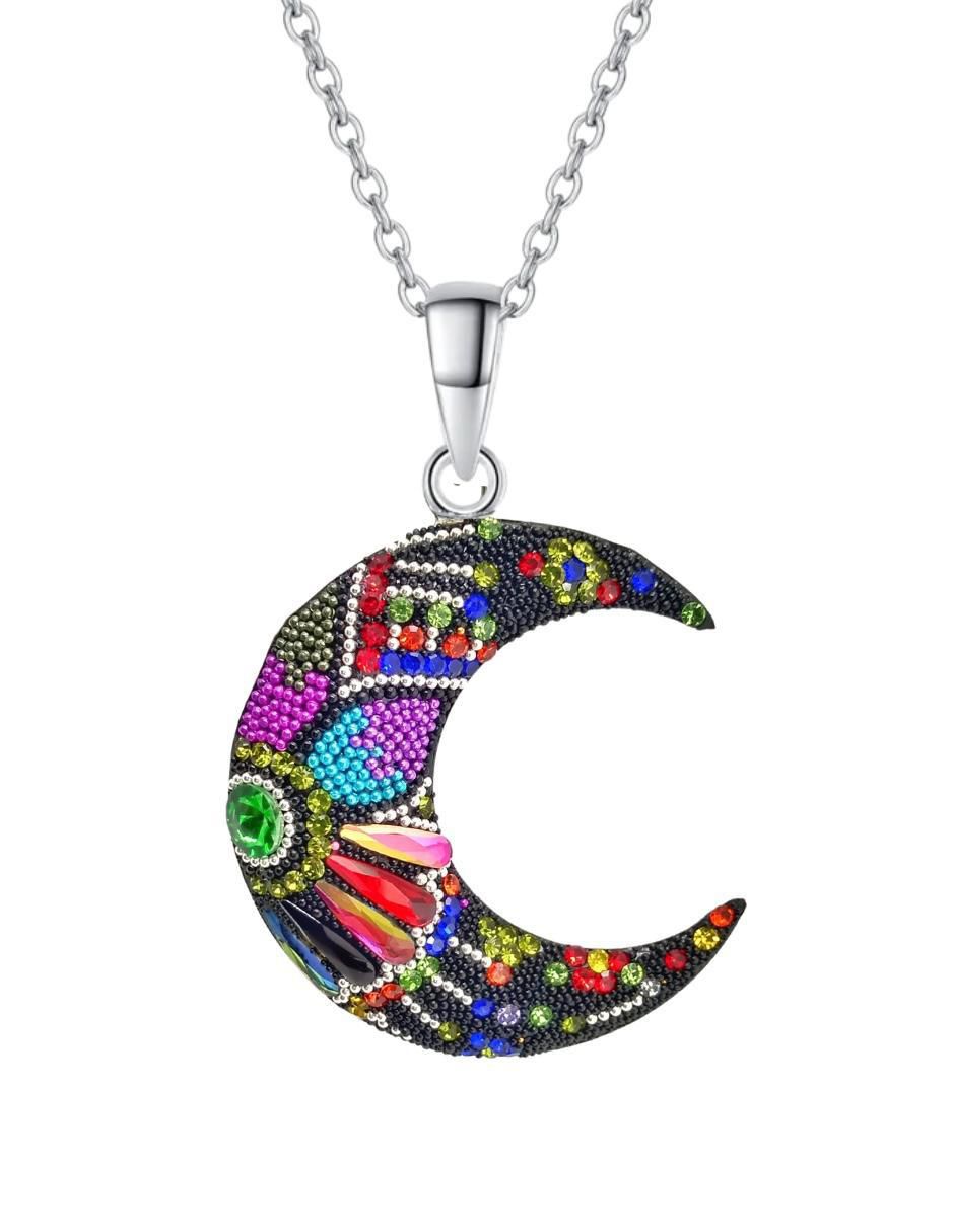 Aretes y collar de luna Élan de plata p 925 cristal 4