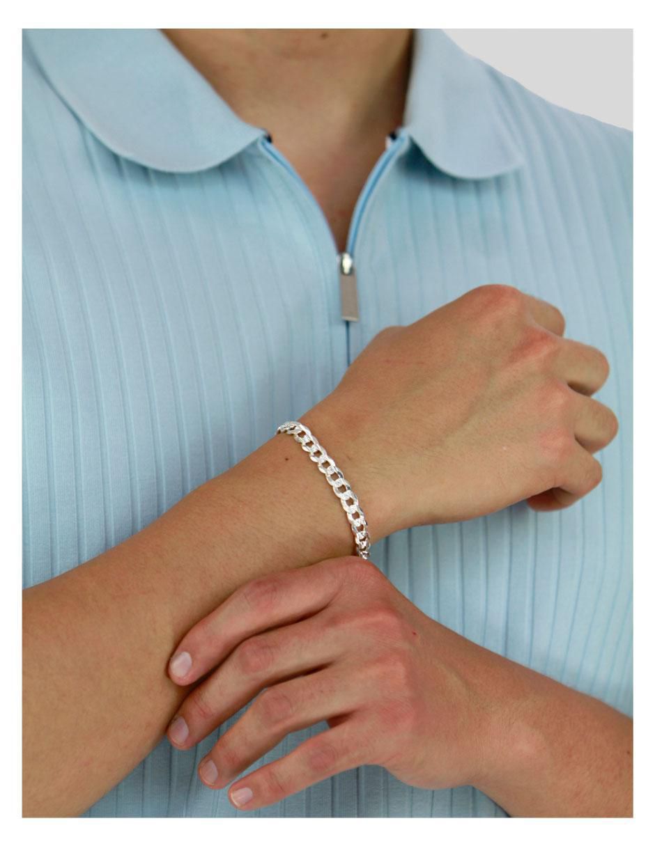 Brazalete de plata p 925 con acabado diamantado 2