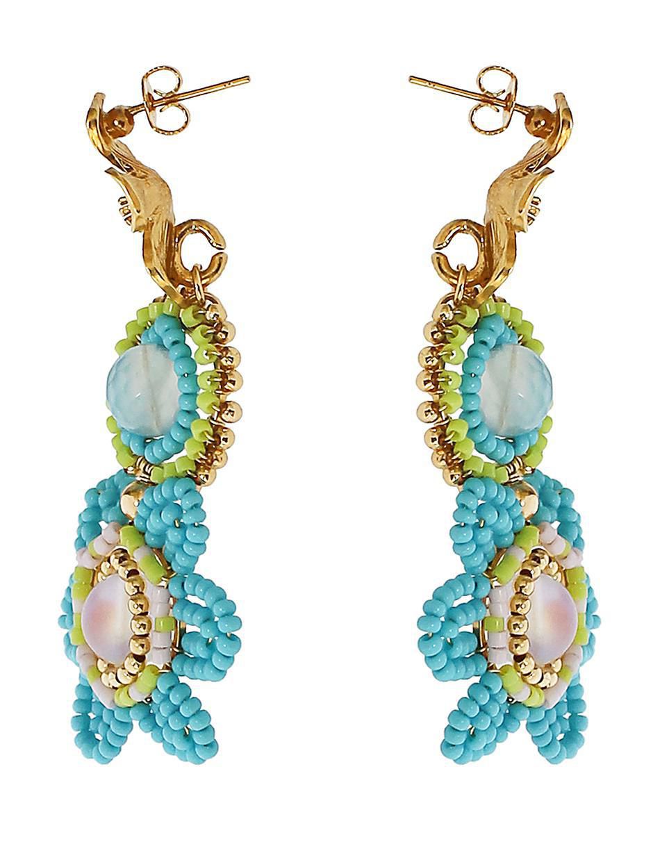 Aretes de flor 14 K con acabado chapa de oro jade 2