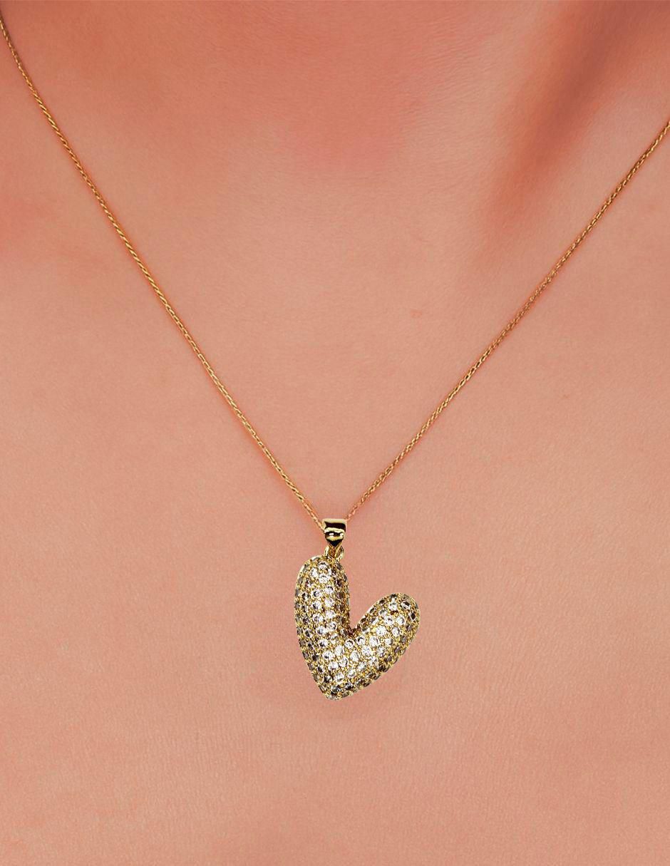 Collar con dije corazón de oro laminado 10 K 2