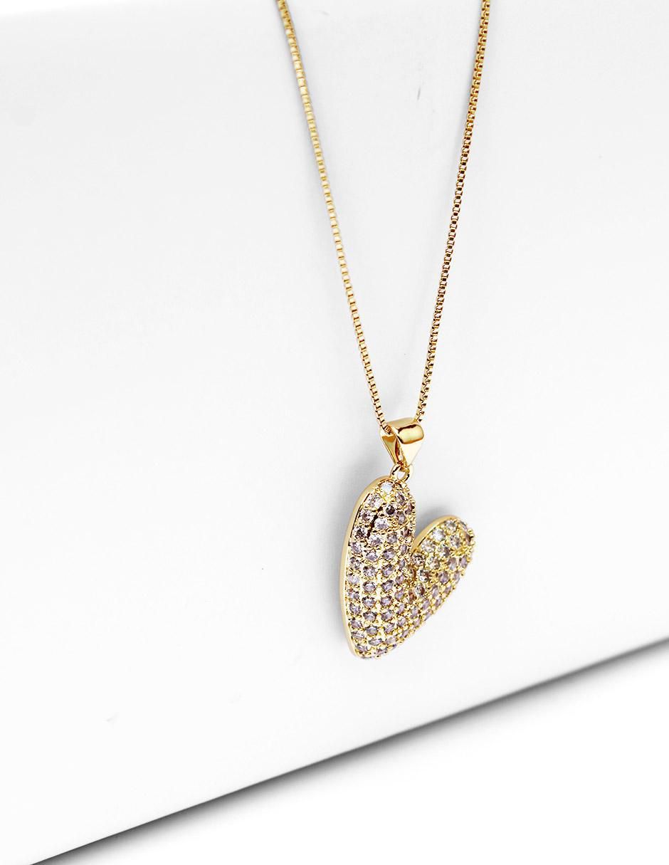 Collar con dije corazón de oro laminado 10 K 6