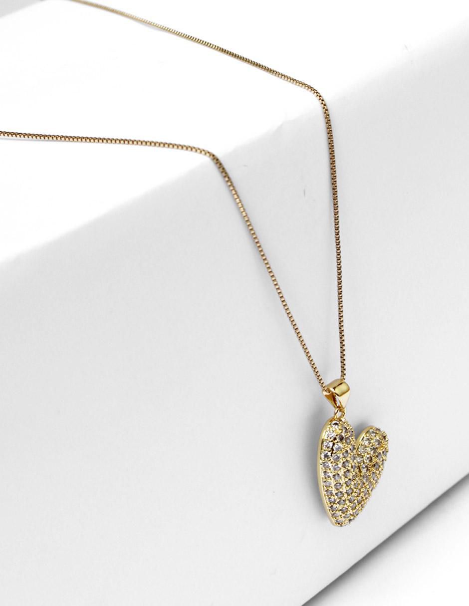 Collar con dije corazón de oro laminado 10 K 7