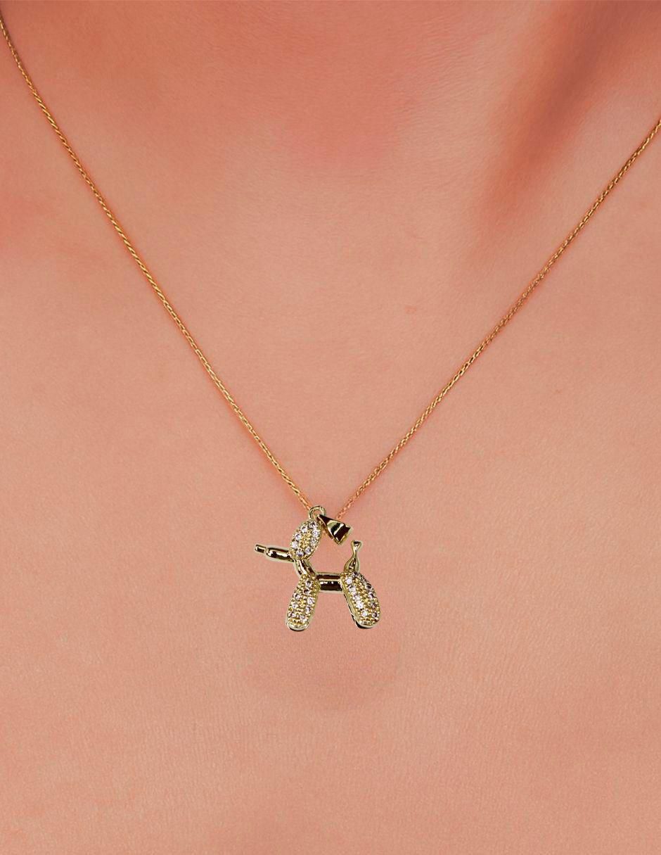 Collar con dije perro de oro laminado 10 K 8