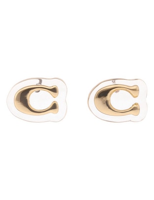Aretes de letra c con acabado brillante