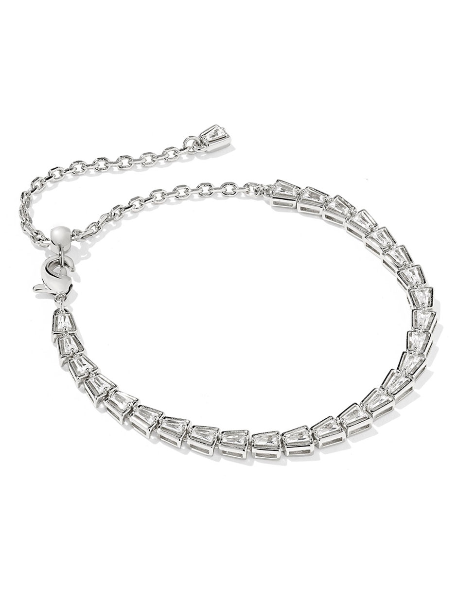 Pulsera con zirconia con acabado baño rodio