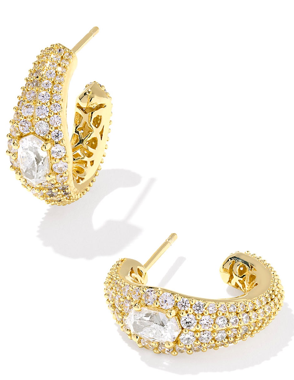 Arracadas con acabado baño de oro 14 K zirconia cúbica Arracadas con acabado baño de oro 14 K zirconia cúbica