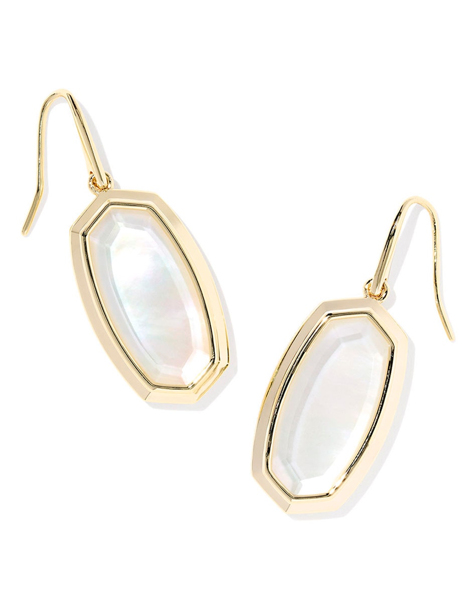Aretes de rectángulo de oro 14 K con acabado brillante