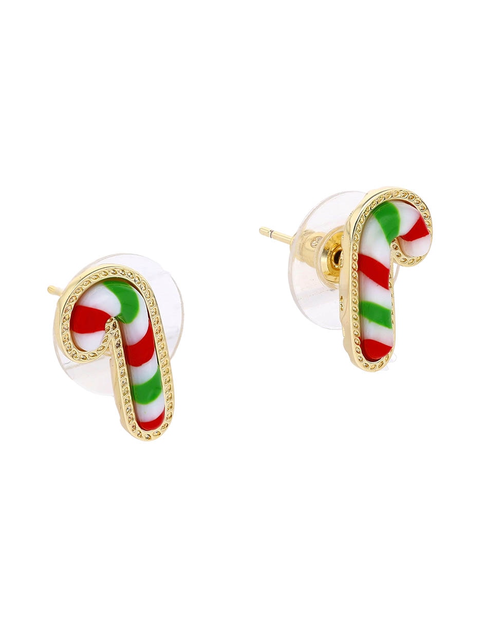 Aretes cortos navideño de bastón Kendra Scott con acabado baño de oro 14 K madre perla