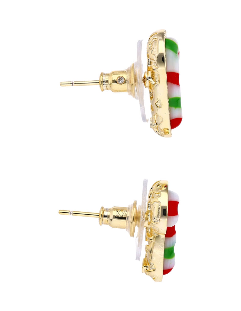 Aretes cortos navideño de bastón Kendra Scott con acabado baño de oro 14 K madre perla