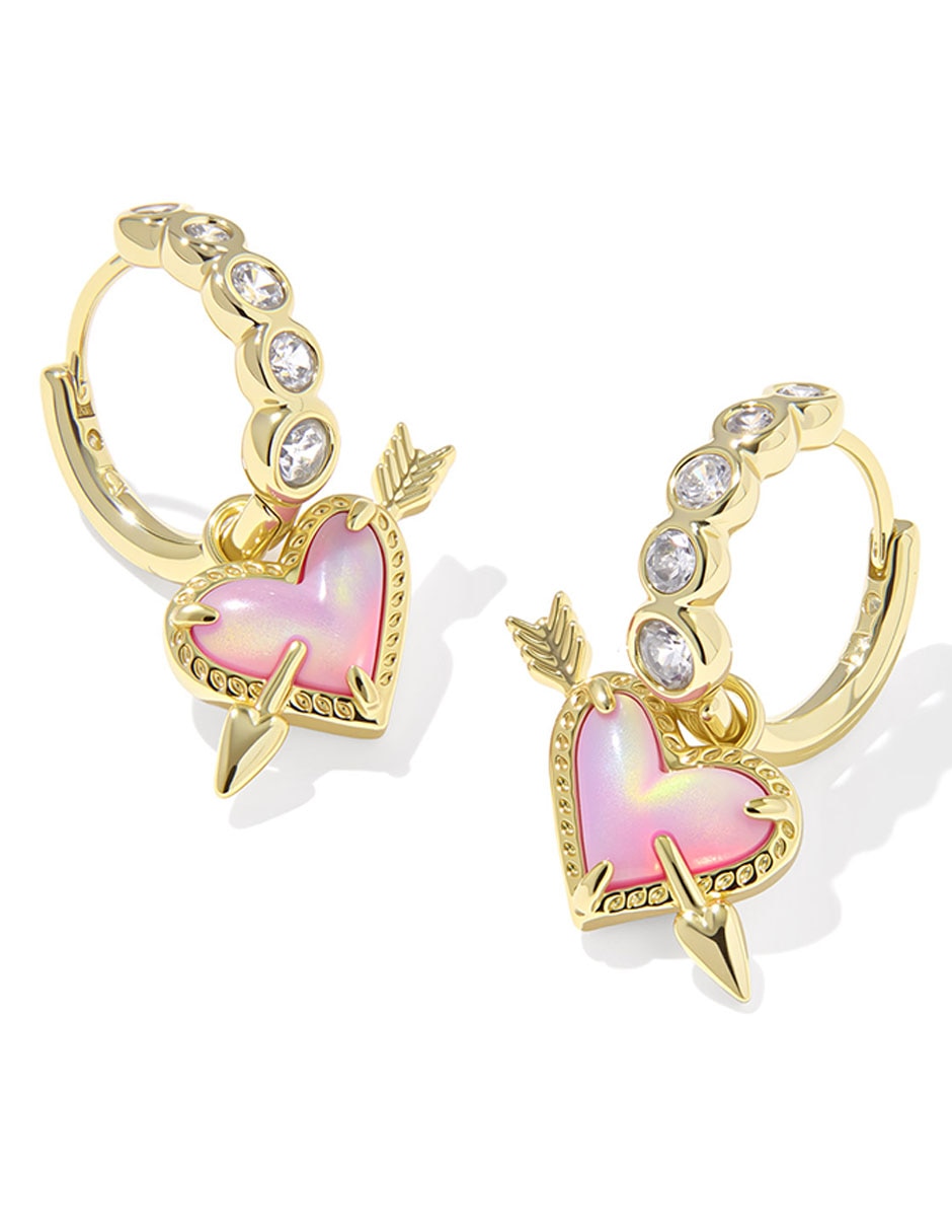 Aretes de aro de flecha Ari con acabado baño de oro 14 K ópalo Aretes de aro de flecha Ari con acabado baño de oro 14 K ópalo