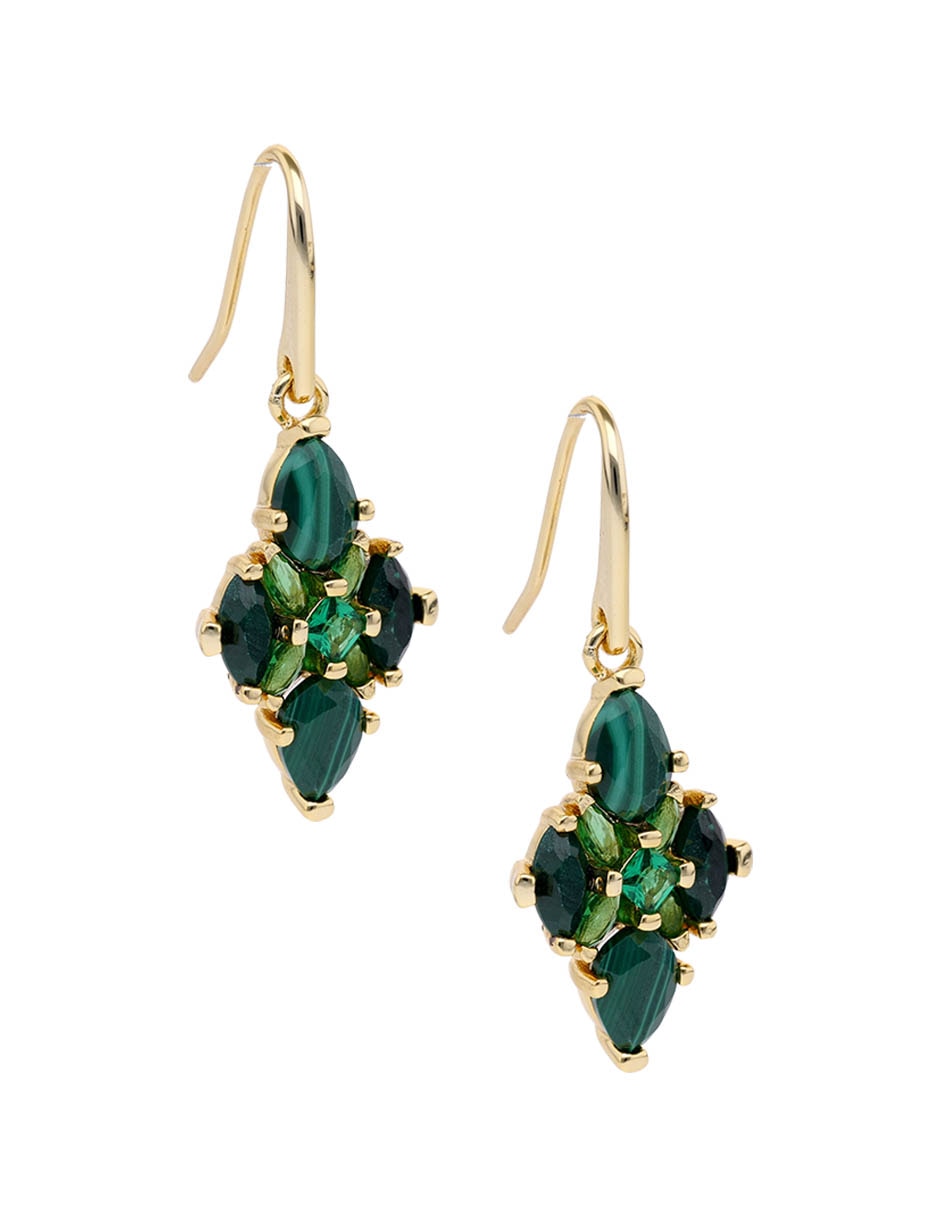 Aretes largos de gota con acabado baño de oro 14 K madre perla 2
