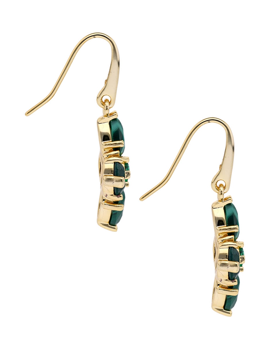 Aretes largos de gota con acabado baño de oro 14 K madre perla 3