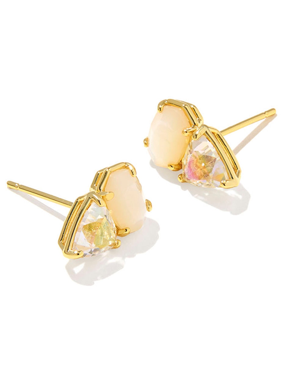 Aretes cortos Tatum con acabado baño de oro 14 K perla de cristal Aretes cortos Tatum con acabado baño de oro 14 K perla de cristal